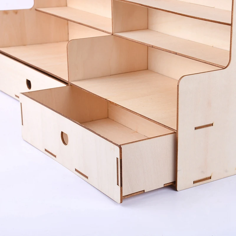 

Wood Paint Rack Shelf Pigment Ink Bottles Organizer Storage Stand Holder with Cabinet Good Stability and Table Rack
