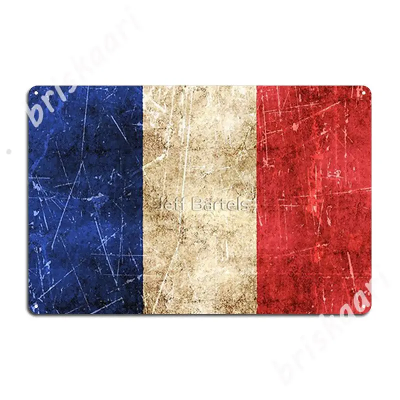Vintage Aged And Scratched French Flag Metal Signs Garage Decoration pub Garage Cinema Garage create Tin sign Posters