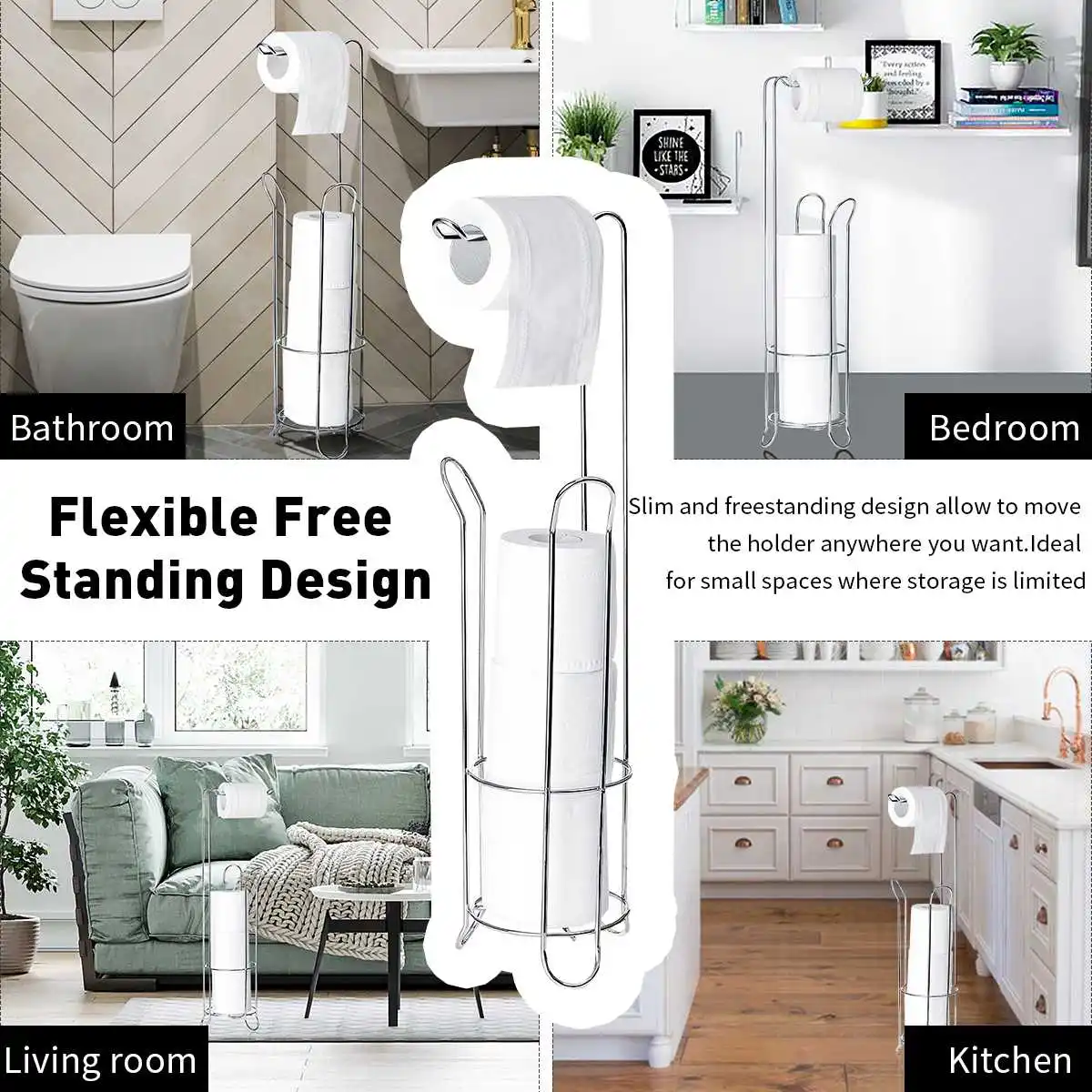 

Toilet Paper Towel Storage Organizer Bathroom Vertical Roll Holder Rack Stand Shelf Paper Holders Bathroom Hardware