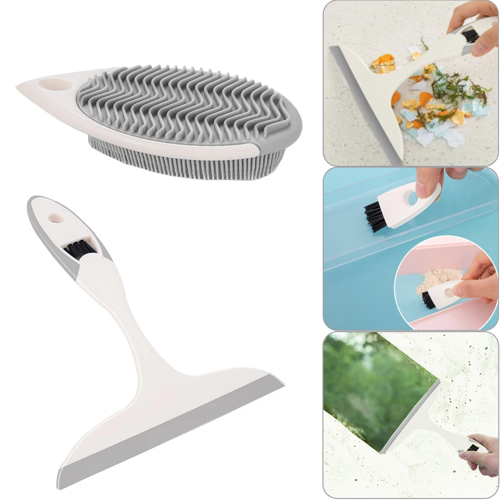 

Glass Window Wiper Silicone Brush Glass Scraper Window Cleaning Multi Purpose Cleaning Brush Bathroom Home Tools Set