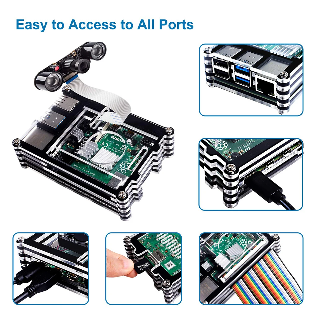 Совместимый с Raspberry Pi 4 Чехол, 9 слоев чехол предназначен для Raspberry Pi 4 Модель B