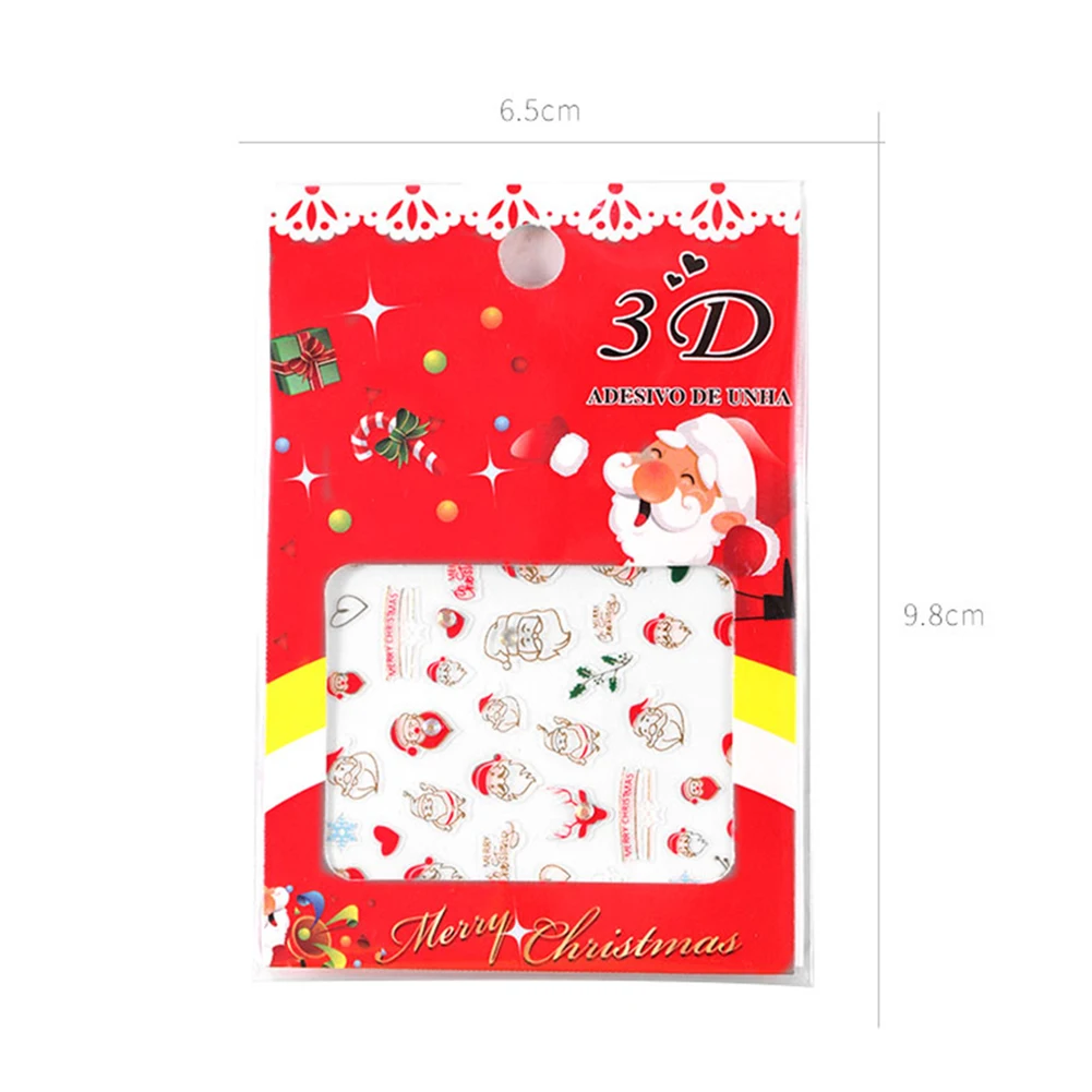 3D Рождественские наклейки для ногтей клеящиеся слайдеры инструмент украшения