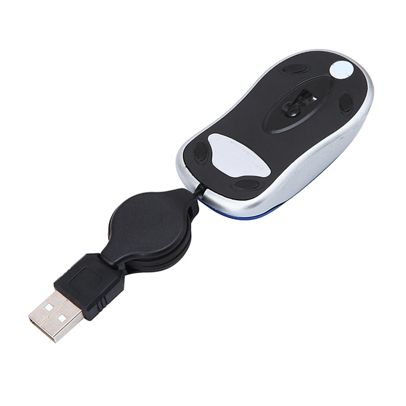 Миниатюрная USB Проводная мышь с выдвижным кабелем 2 шт. миниатюрный 1600 DPI для Windows 98