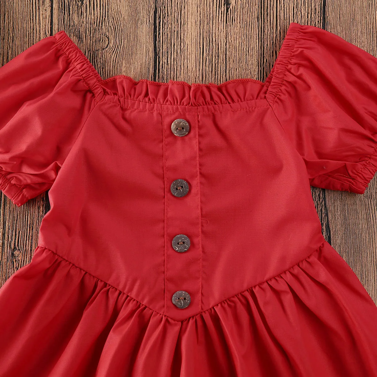 1-4Y Princess Dress Toddler Baby Girls Ruffles Sleeve Off Shoulder Red Pageant Wedding Party Dresses | Детская одежда и обувь