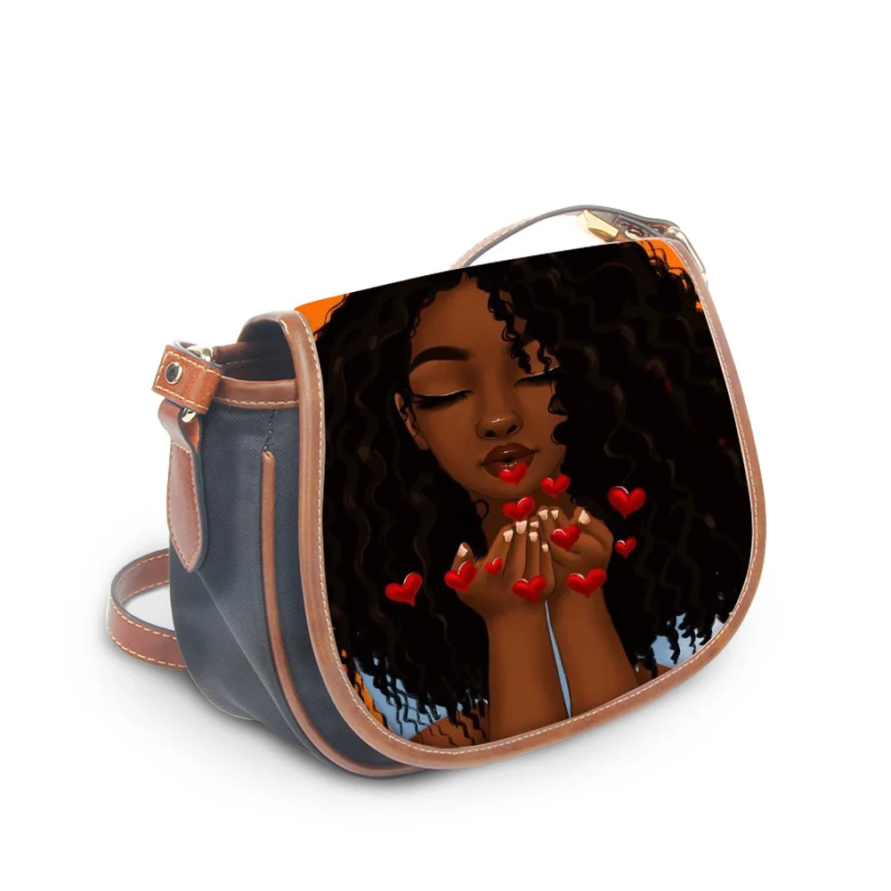 Наплечные сумки FORUDESIGNS Singer для женщин черные мессенджеры африканских девушек