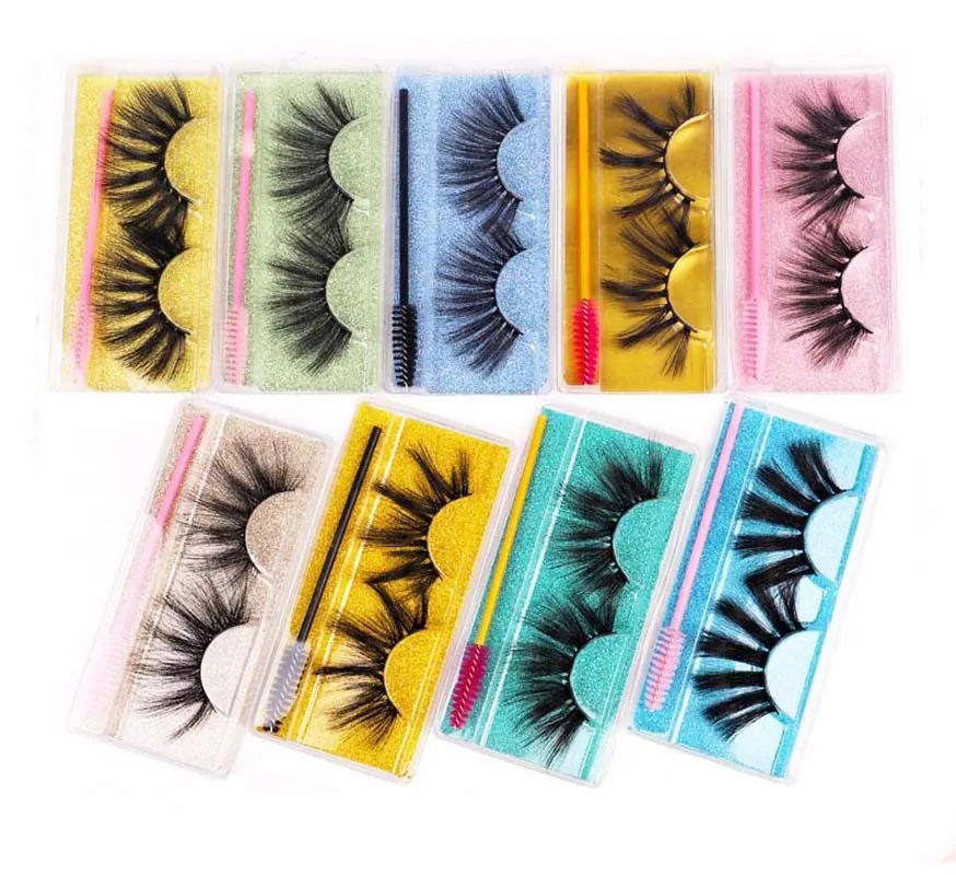25mm Long Thick False Eyelashes Extensions Soft Light Hand Made Fake Lashes With Eyelash Brush Easy To Wear 50 Pairs/Lot DHL