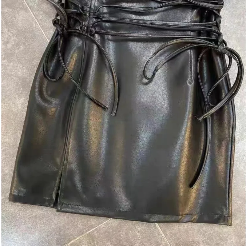 Панк-юбка уличная одежда из искусственной кожи готика Харадзюку школьная форма