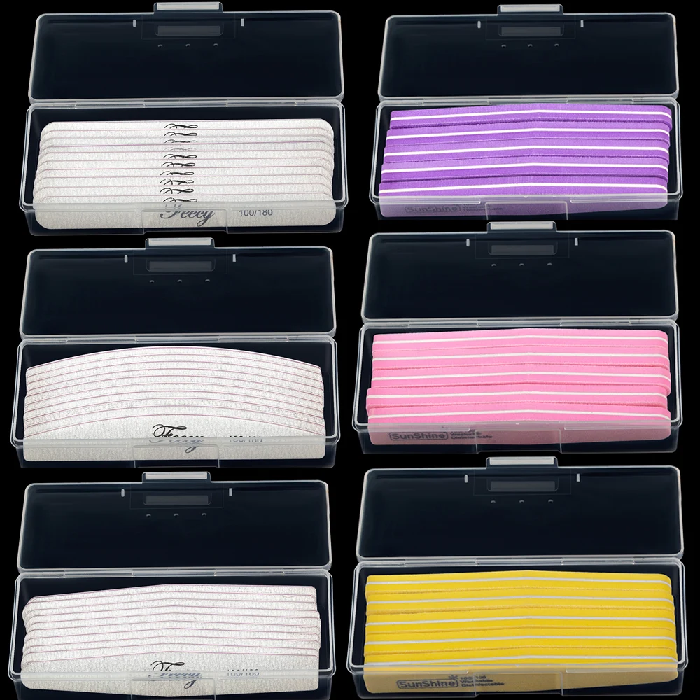10 шт. пилочки для ногтей буфер с коробкой хранения 100/180 двухсторонняя пилочка