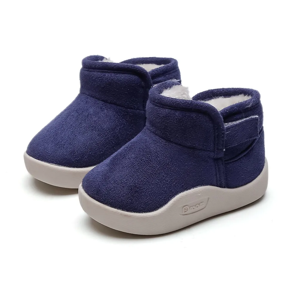 Детская обувь для маленьких мальчиков и девочек однотонные зимние теплые