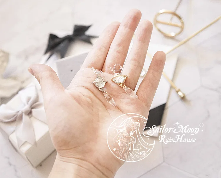 Сейлор Мун Сатурн из аниме Черная Женская 925 серебро блестящая серьга