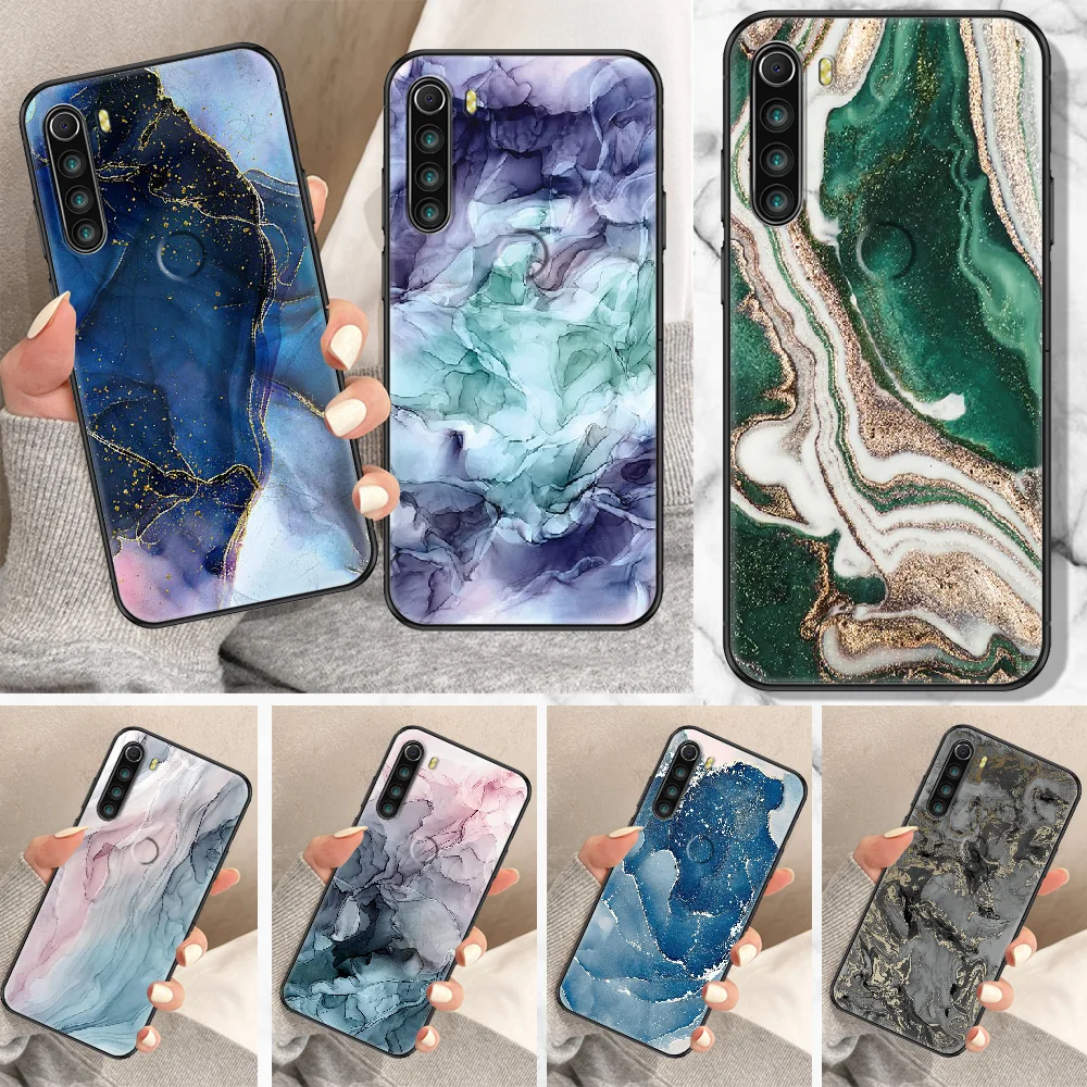 Мраморный чехол для телефона Xiaomi Redmi Note 7 8 9 10 7A 8T 9A 9T 9S 10S Pro мягкий с черным рисунком