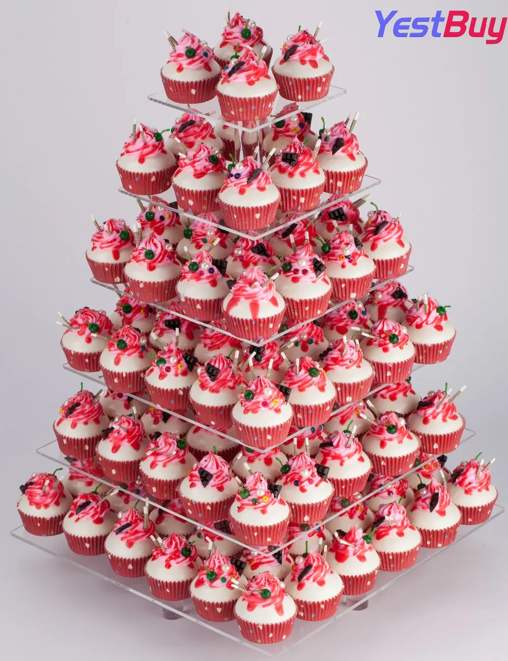 YestBuy 6 яруса Maypole квадратная Свадебная вечеринка дерево башня акриловая подставка