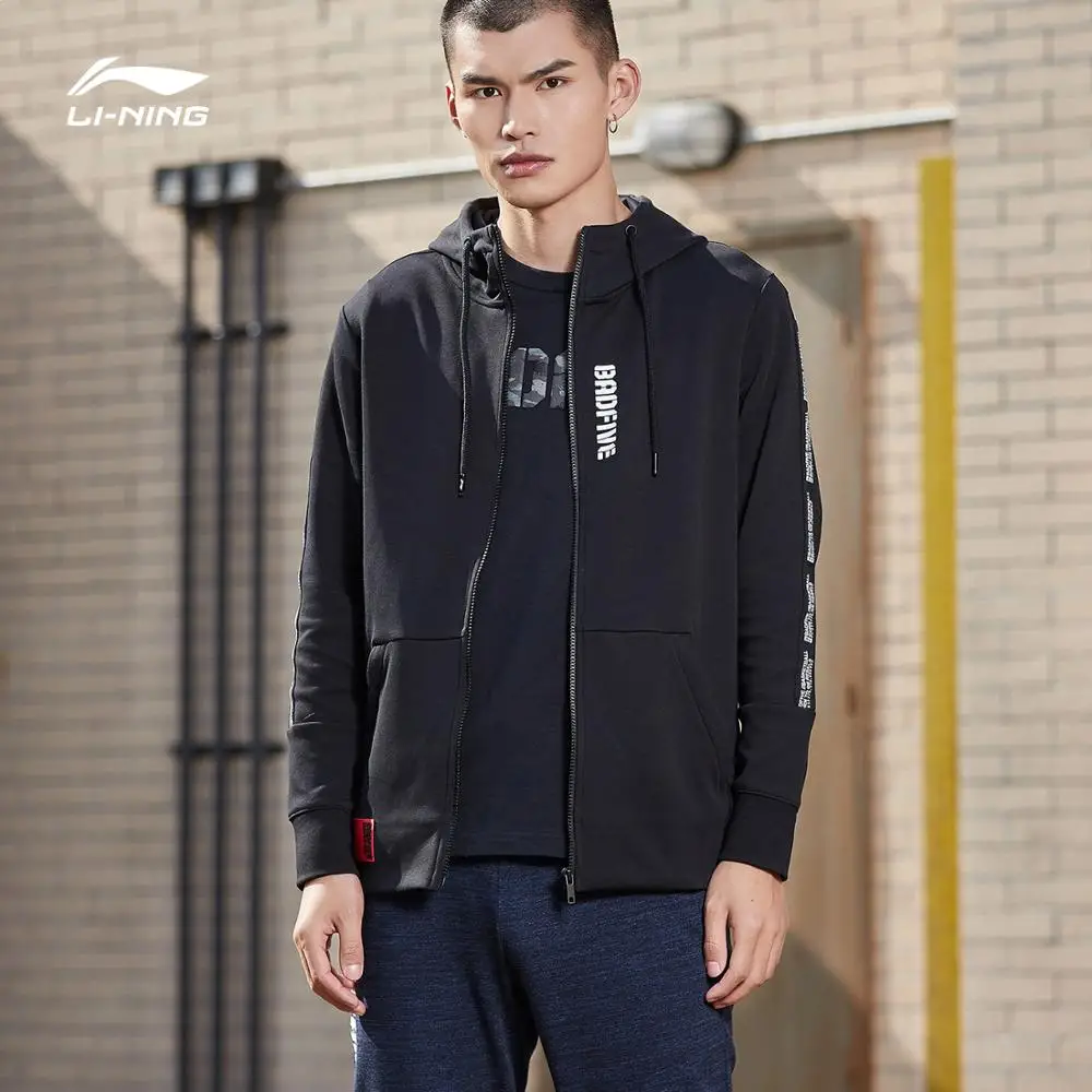 Li-Ning мужской BAD FIVE баскетбольный свитер с капюшоном 82% хлопок 18% полиэстеровый обычный подкладочный спортивный свитер AWDP045 CJFM19