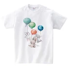 Футболка для мальчиков детские топы для девочек, одежда летняя одежда с короткими рукавами футболка с рисунком белого кролика и слона