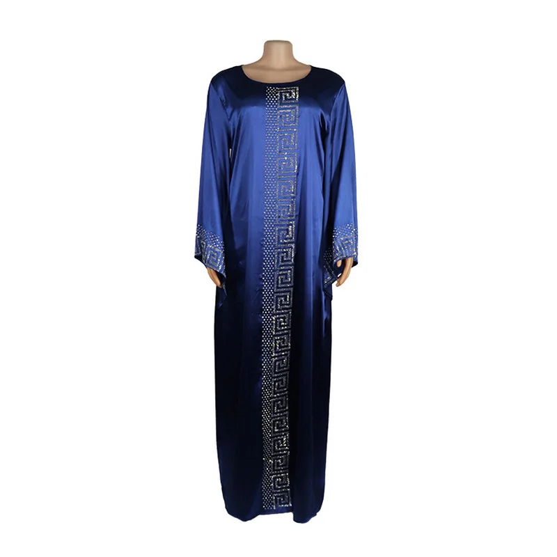 

African Design Dashiki Dress Silk Beading Abaya Bandage Maxi Bazin Vintage Long Sleeve Robe Gowns Africa Sexy Lady Party