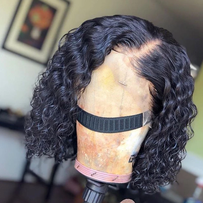 

Wet And Wavy Lace Front Wig 13X4 Pre Plucked With Baby Hair 180% 250% Brazilian Remy Women's Short Bob Curly Human Hair Wigs