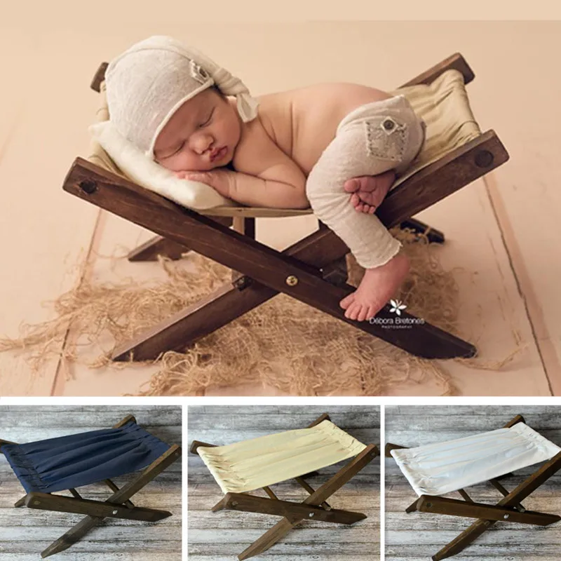 Liantu Newborn Photography Accessories Retro Wood Deck Chair Sofa Baby Photography Props Photo Shooting Props Bed Recien Nacido