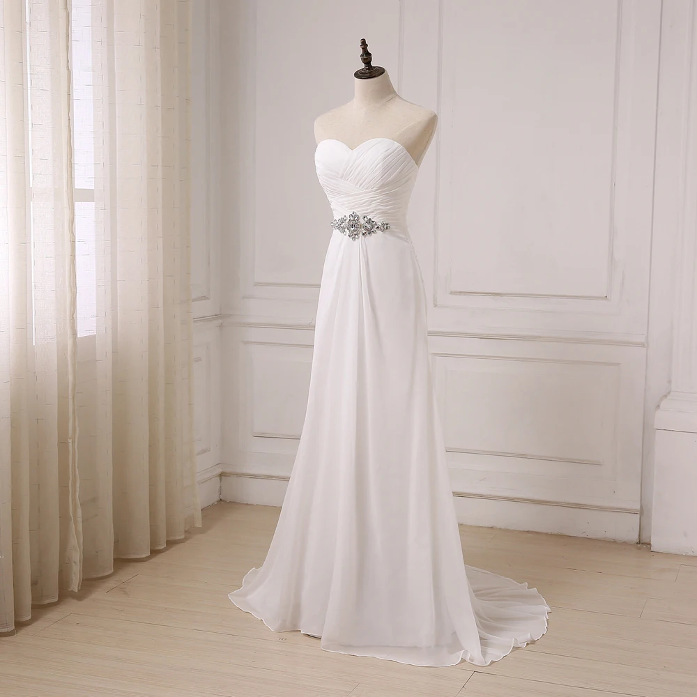 Jiayigong Real White/ Ivory Chiffon Beach Wedding Dresses Vestido De Noiva Sweetheart Sleeveless Bridal Gowns Plus Size | Свадьбы и