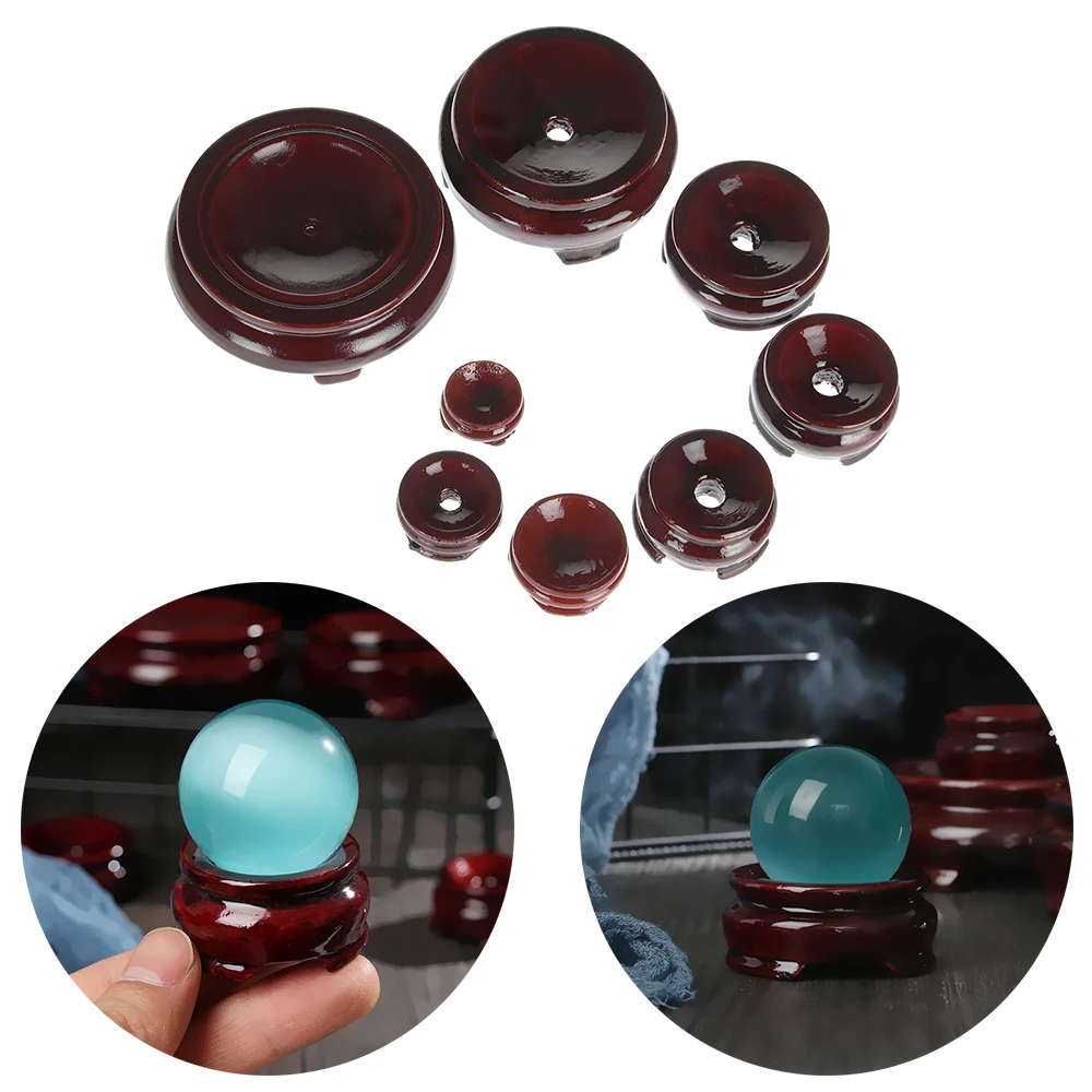 1PC Desktop Ornament Fixed Seat Crystal Ball Base Statue Pedestal Wood Holder Miniature Display Stand Natural Home Decoration | Дом и сад