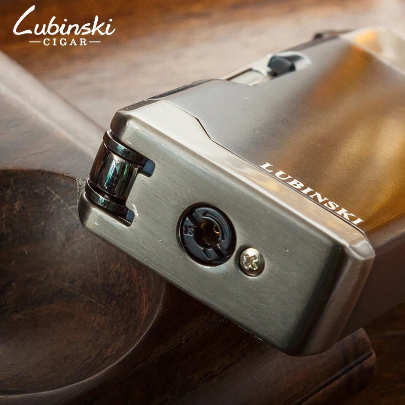 LUBINSKI Jet Fire Metal Cigar Cigarette Lighter Refillable Flame Tobacco Gift Box Set Smoking Tool Accessories | Дом и сад