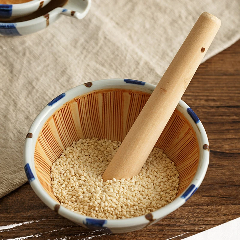handmade traditional style ceramic mortar bowl mixing grinding bowl mill grinder kitchen tool gadget free global shipping