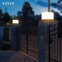 vzvi outdoor modern post light led fence deck cap lamp column lamp for patio garden decor with waterproof e27 bulb solar or wire