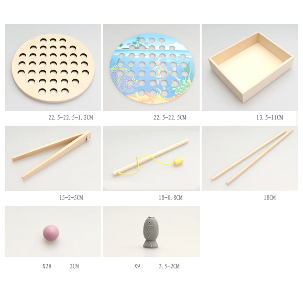 Магнитные рыбки Пазлы деревянные бусины вырезка рыбалка игра Интерактивная