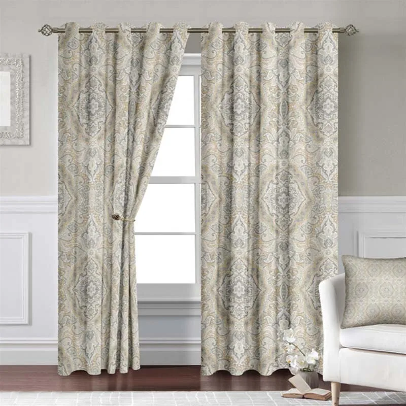 Занавеска с принтом пейсли s медальон Дамасским узором люверсы винтажные шторы