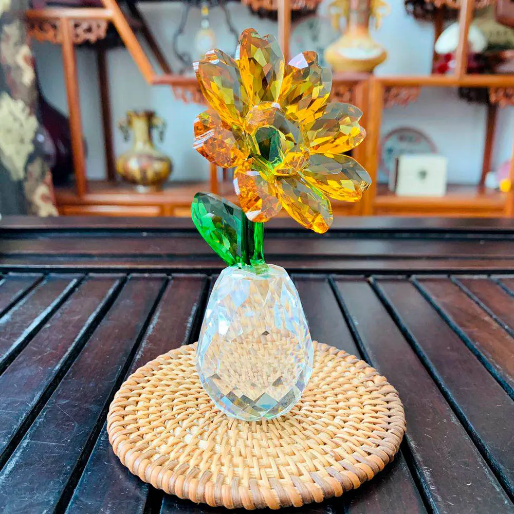 Хрустальный Подсолнух статуэтки и миниатюрное украшение из стекла Fengshui