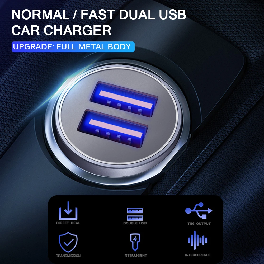 Автомобильное зарядное устройство с двумя USB портами|Кабели адаптеры и разъемы| |