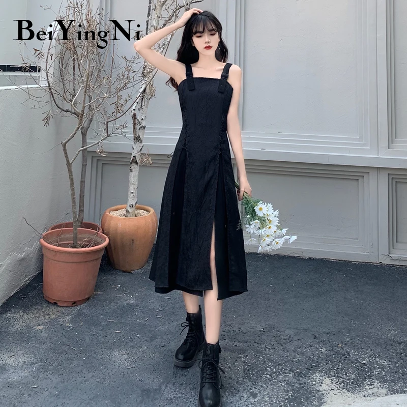 

Beiyingni, элегантные универсальные черные платья, женское облегающее Клубное модное уличное платье, женские летние платья на бретелях-спагетт...