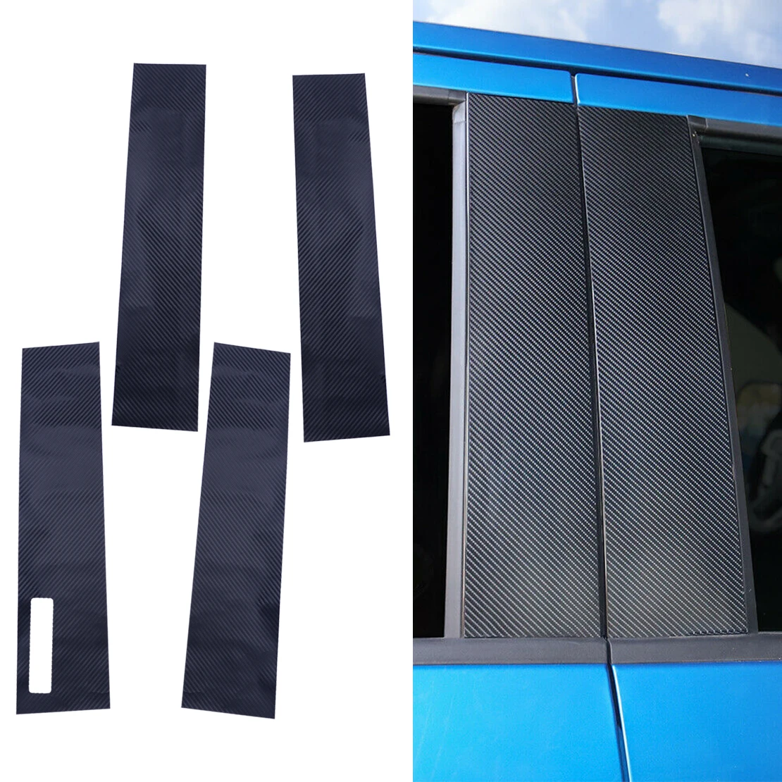 Beler 4 шт. текстура из углеродного волокна Черная оконная дверь столб крышка