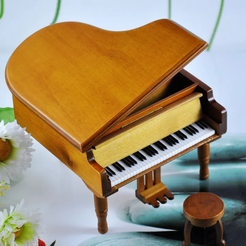 Деревянная музыкальная шкатулка для пианино украшение дома креативная