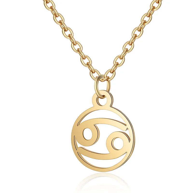 Простые 12 знаков зодиака ожерелья для женщин розового золота цвет Лев Козерога
