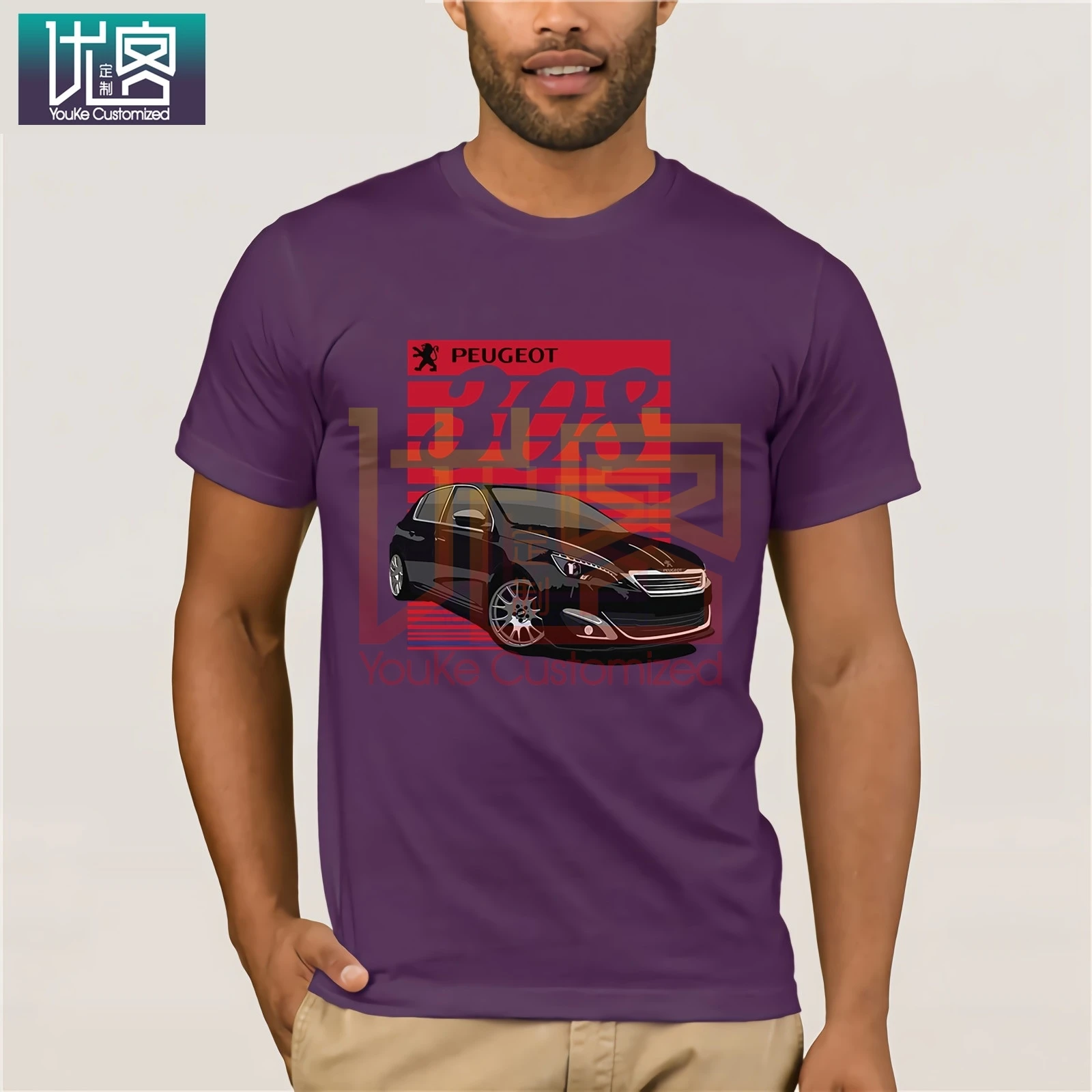 2020 New Summer Men France Classic Legend Car Peugeot 308 T-shirt Hot Sale Tee Shirt Tops Tees Cotton O Neck T-Shirt |