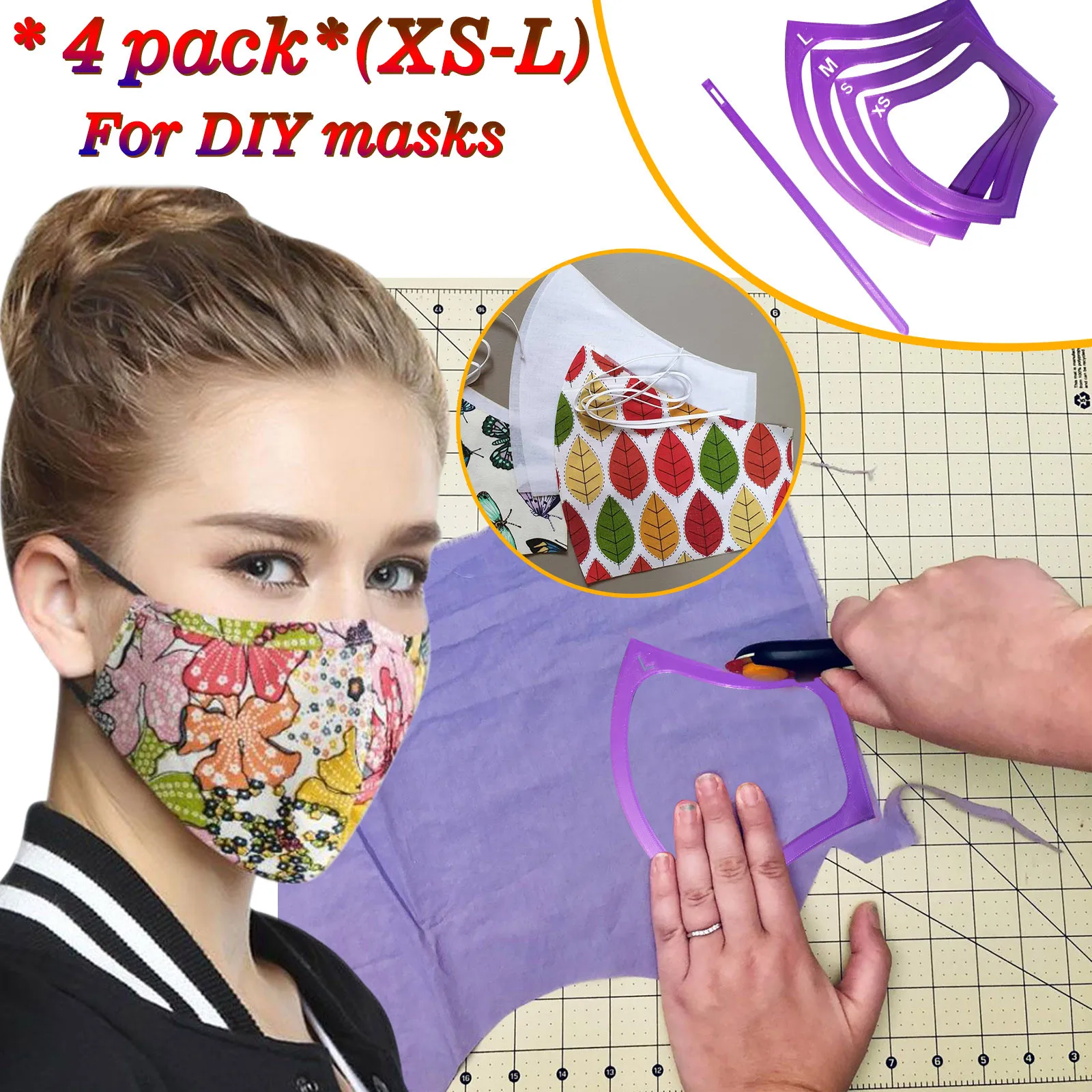 4 шт. многоразовые маски для лица с узорами шаблонов ухода за кожей DIY эластичным