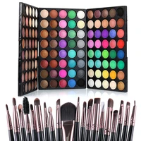 120 colors eyeshadow palette 20pcs makeup brushes set highly pigment matte metallic shimmer glitter eye shadow long lasting