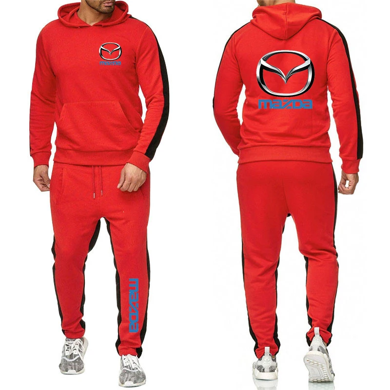 

2020 spring and autumn men's new Mazda logo custom printed Hoodie sweatpants Unisex 100% cotton sports suit