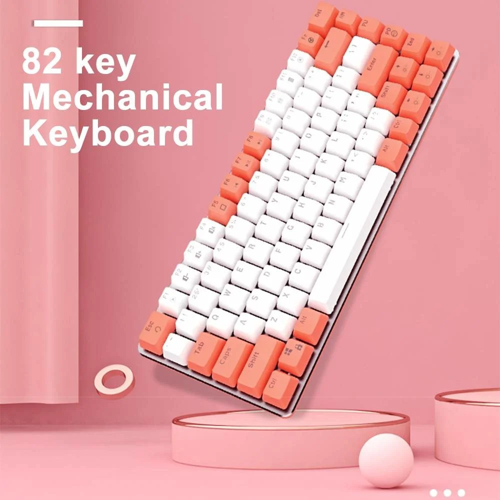 

82 key mechanical keyboard, ABS, two-color injection, white backlight, USB cable game, player mechanical keyboard