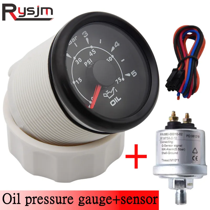 

Манометр для масла, 52 мм, 0 ~ 10 бар, 0 ~ 5 бар, датчик давления топлива в морской лодке, для автомобилей, грузовиков, яхт, автомобильных аксессуаро...