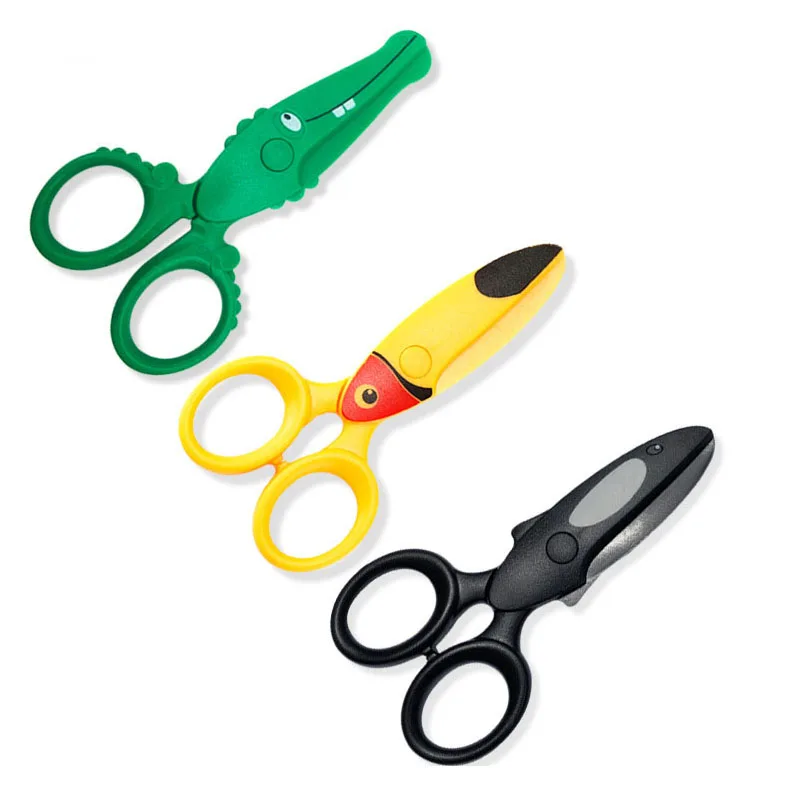 

1 Piece Cartoons Mini Scissors Plastic Kindergarten Manual Round Head Safety Kids Scissors Cute Scissors