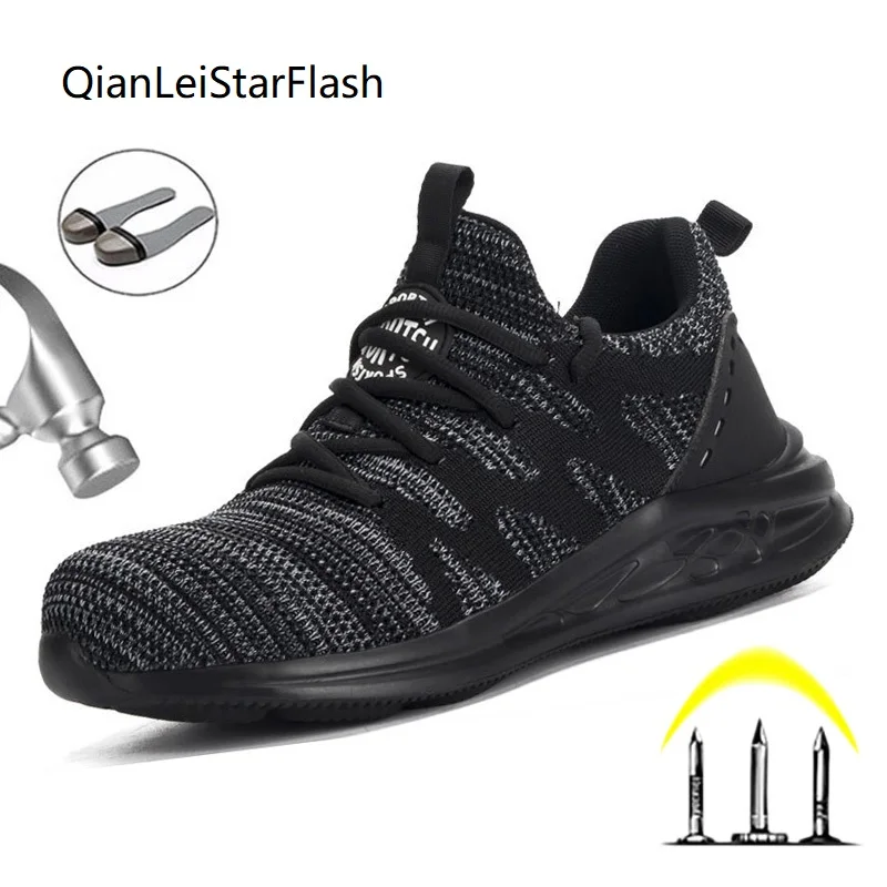 

Work Toe Men's Safety Steel Shoes Casual Breathable Safety Boots Puncture-Proof Work Sneakers Indestructible Shoes for Men
