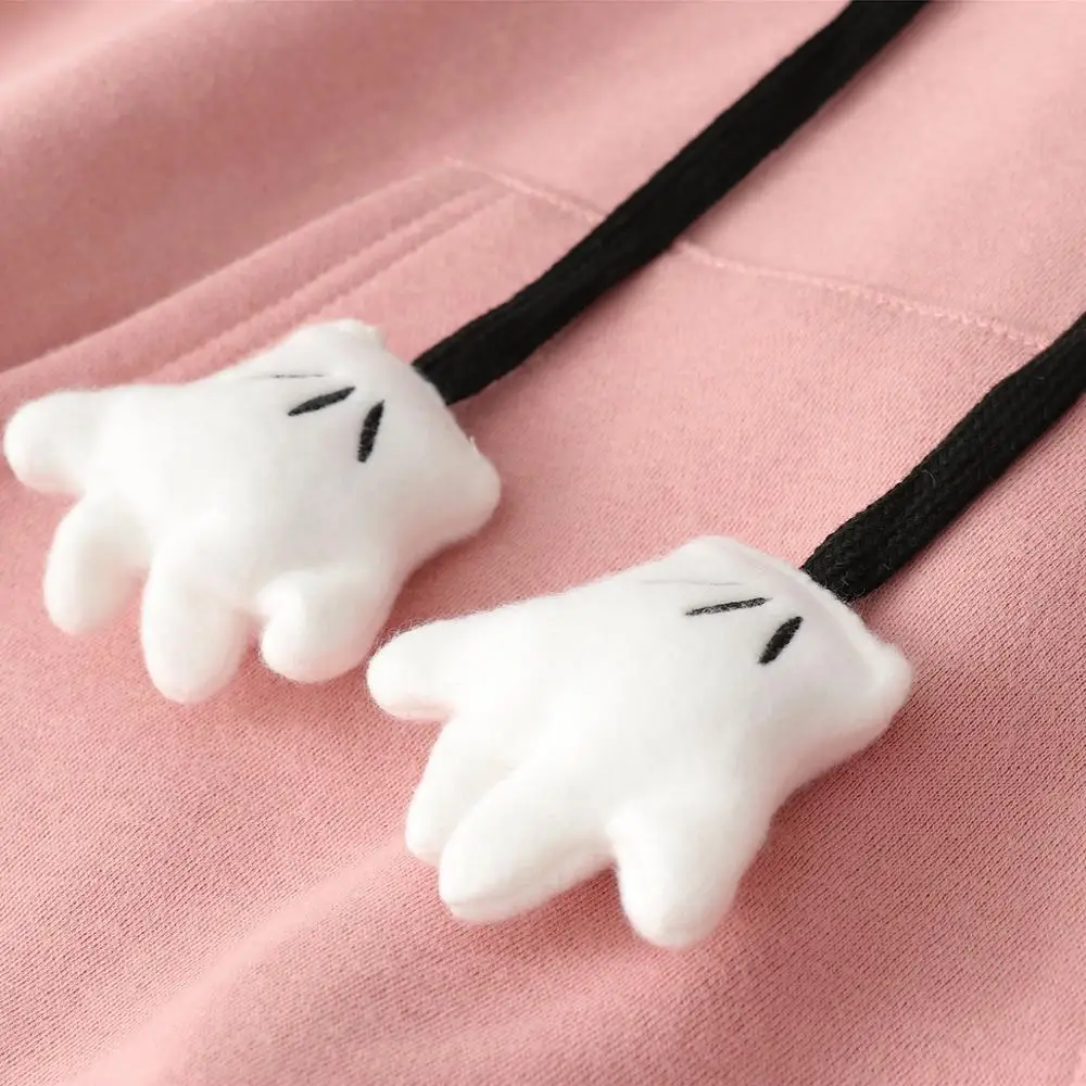 Женская однотонная толстовка с вышитыми буквами свитшот ушками свободный Зимний