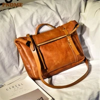 pndme retro genuine leather one shoulder cambridge top layer cowhide mens and womens casual personality cross body bag