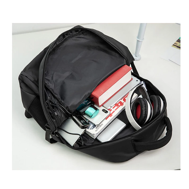 Большой Вместительный рюкзак для ноутбука мужской черный водонепроницаемый