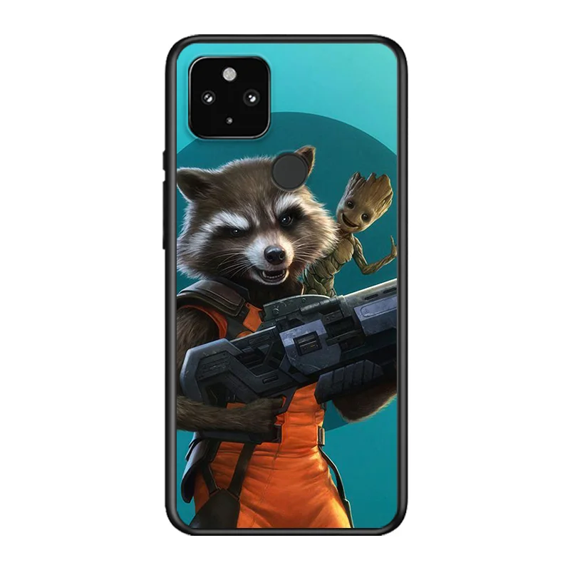 

Marvel Avengers Super Hero Groot For Google Pixel 5 4A 5G 4 XL Soft Shell TPU Silicone Black Cover Phone Case