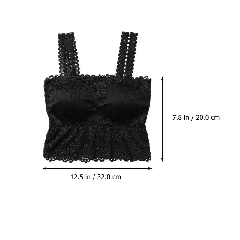 

2Pcs Women Lace Strap Camisole Tube Tops Crop Tops Vest With Chest Pad