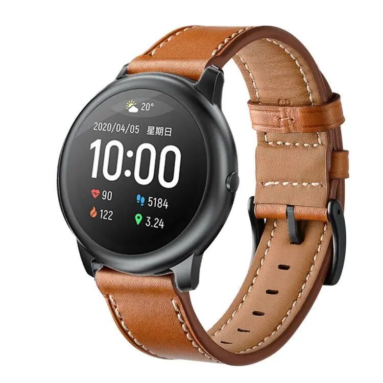 Браслет наручного ремешка из натуральной кожи для замены ремешка часов Haylou Solar LS05, аксессуары на.