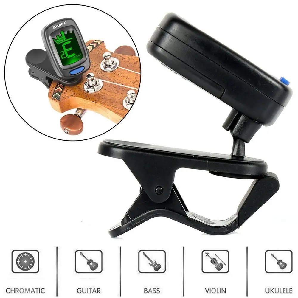 Цифровой клипсовый Электрический тюнер для гитары хроматический бас скрипка