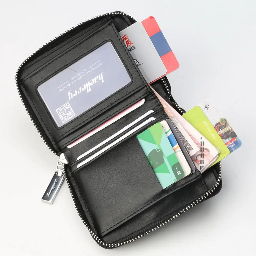 

New Arrival Mens PU Leather Zipper Wallet Zip Around Purse Bifold Multi Card Holder